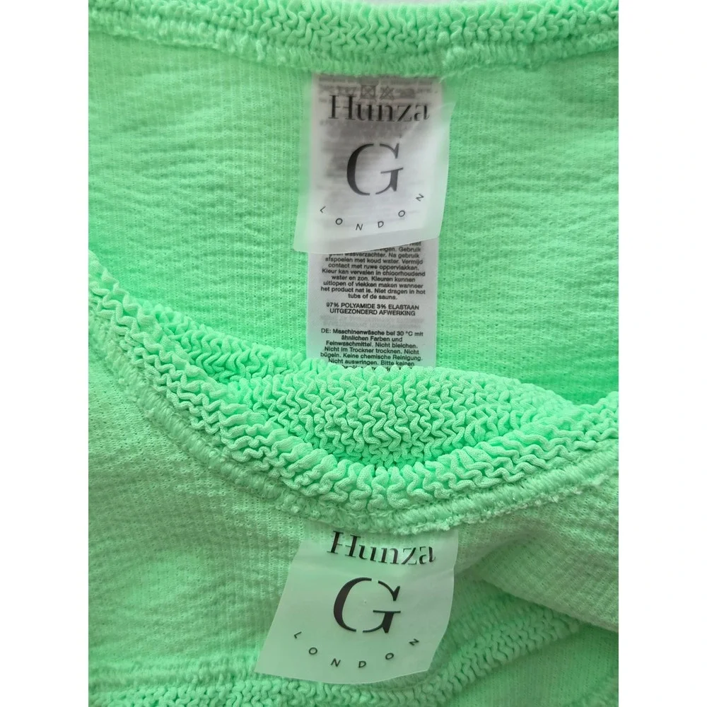 Hunza G Xandra Juno Crinkle Bikini Set One Size Neon Green Two Piece Swimsuit